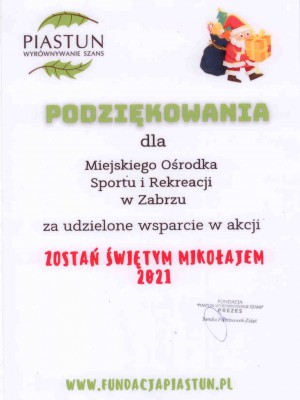 Podziękowania Fundacja Piastun